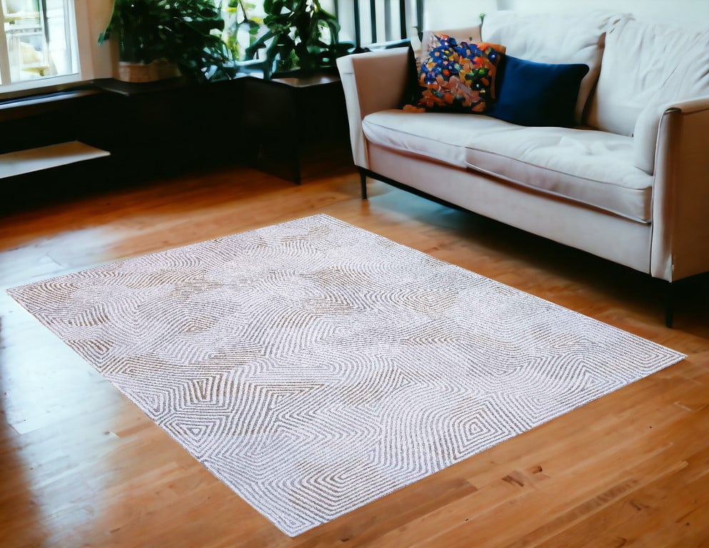 548752 5 x 7 ft. Abstract Non Skid Rectangle Area Rug, White