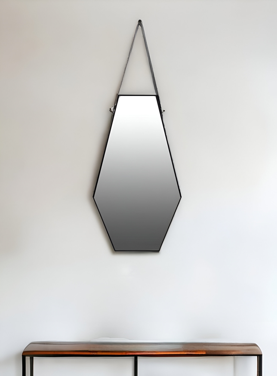 485029 32 in. Black Hexagon Framed Accent Mirror