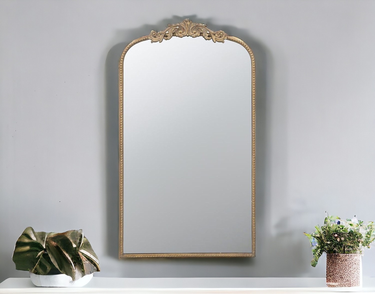 485054 42 in. Gold Arch Iron Framed Accent Mirror