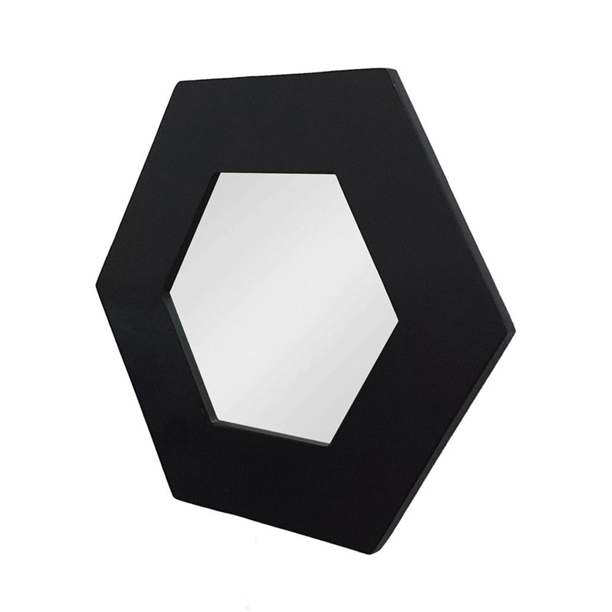 Hexagon Accent Mirror - Black - 19 in. - Wall Mounted - Transitional Style