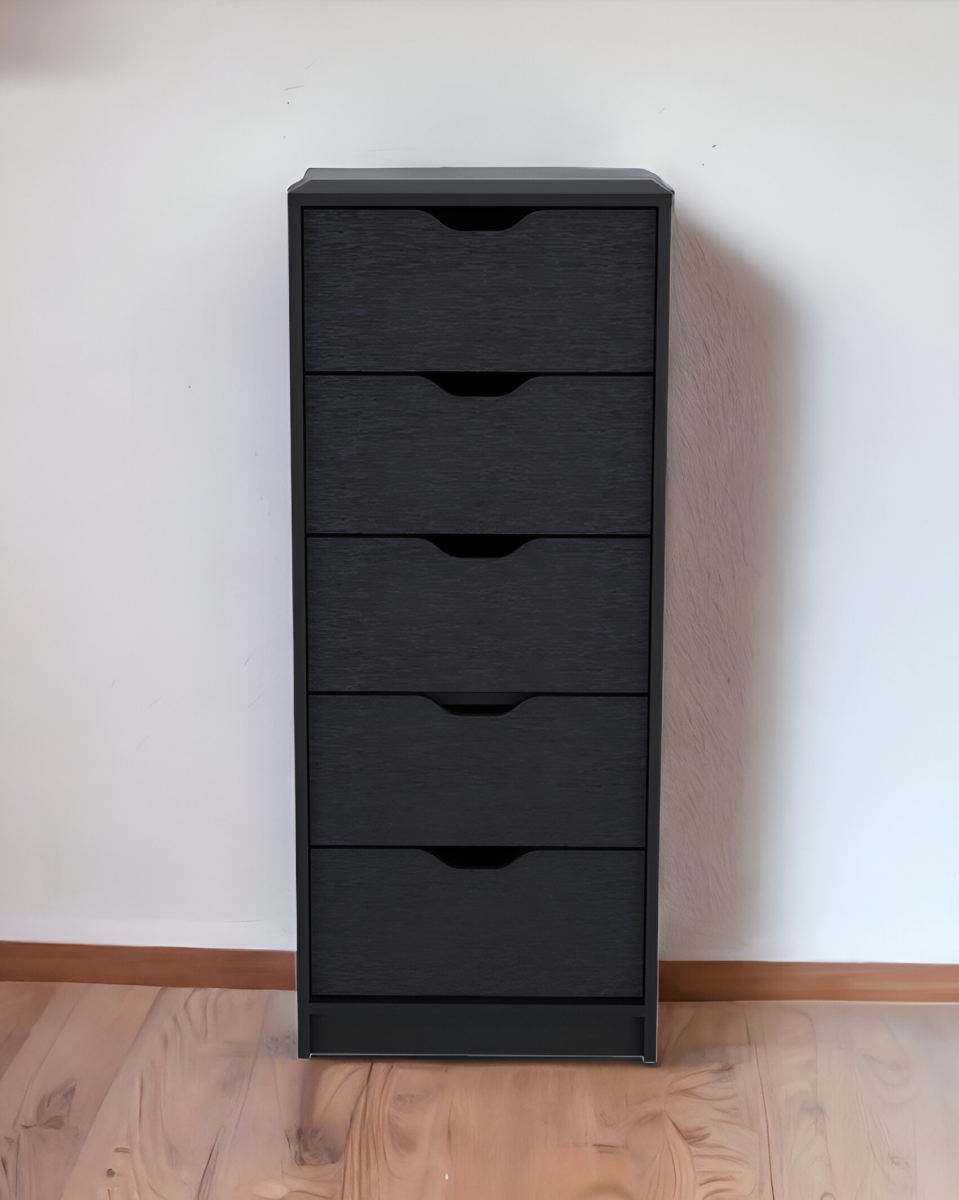 524962 18 in. Black Five Drawer Standard Chest