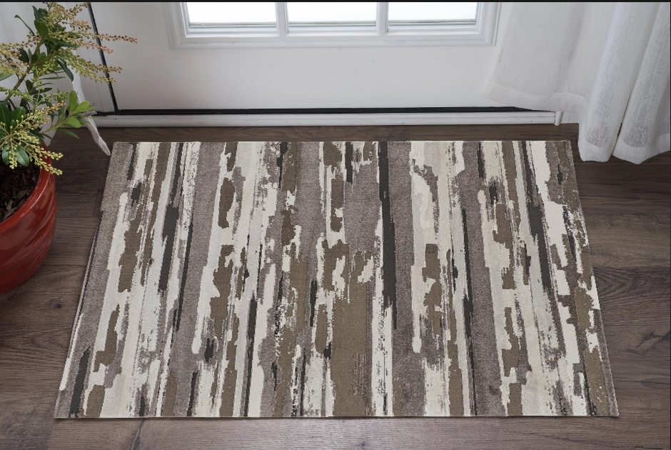 515635 2 x 3 ft. Brown & Ivory Abstract Power Loomed Distressed Rectangle Area Rug
