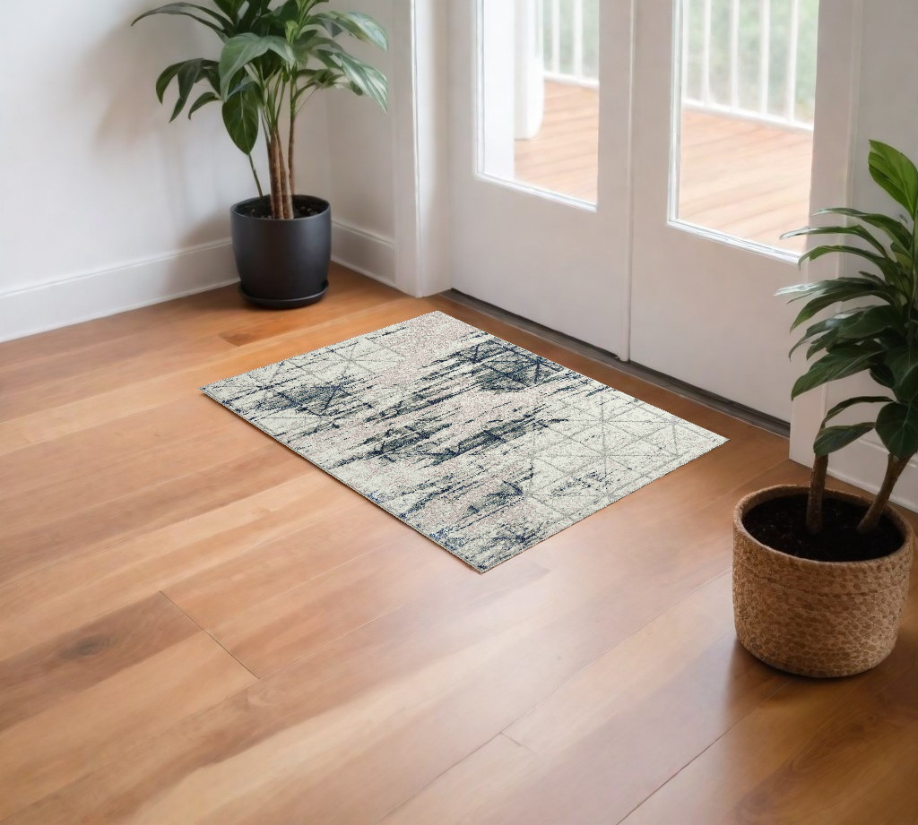 565142 2 x 3 ft. Blue & Gray Abstract Rectangle Machine Woven Area Rug