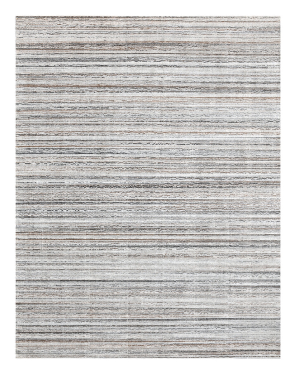 554695 8 x 10 ft. Wool Blend Lines Hand Loomed Rectangle Area Rug, Beige & Gray