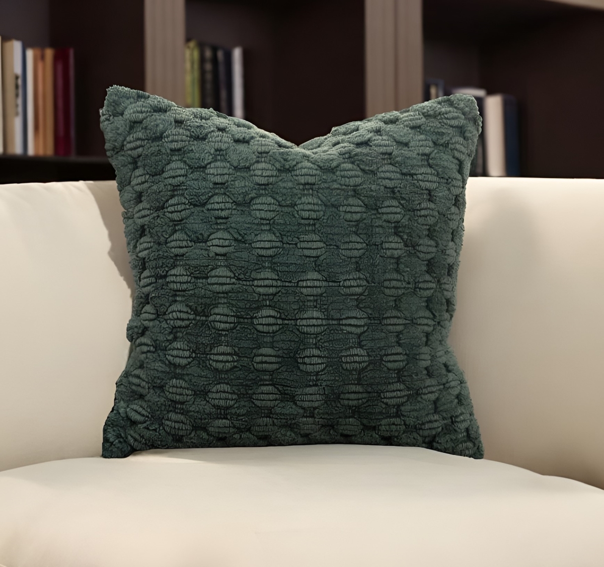 518702 20 in. Green Cotton Throw Pillow with Texture