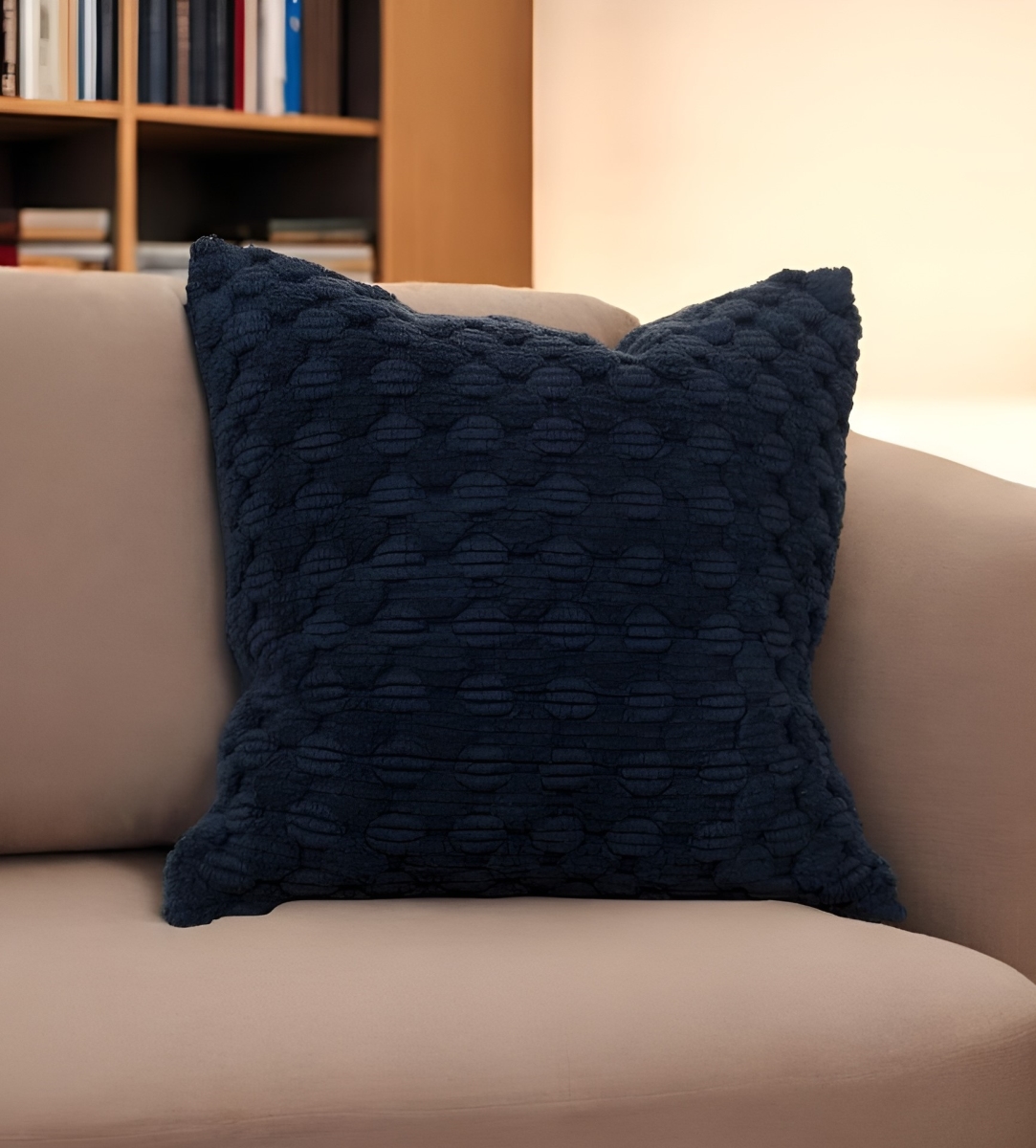 518703 20 in. Blue Cotton Throw Pillow with Texture