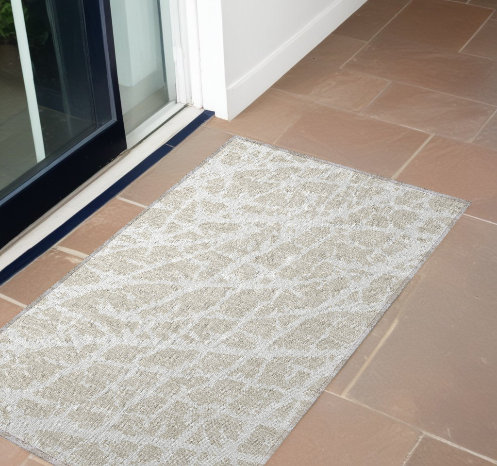 Beige & Ivory Abstract Washable Area Rug - 2 x 3 ft. - Non-Skid Design