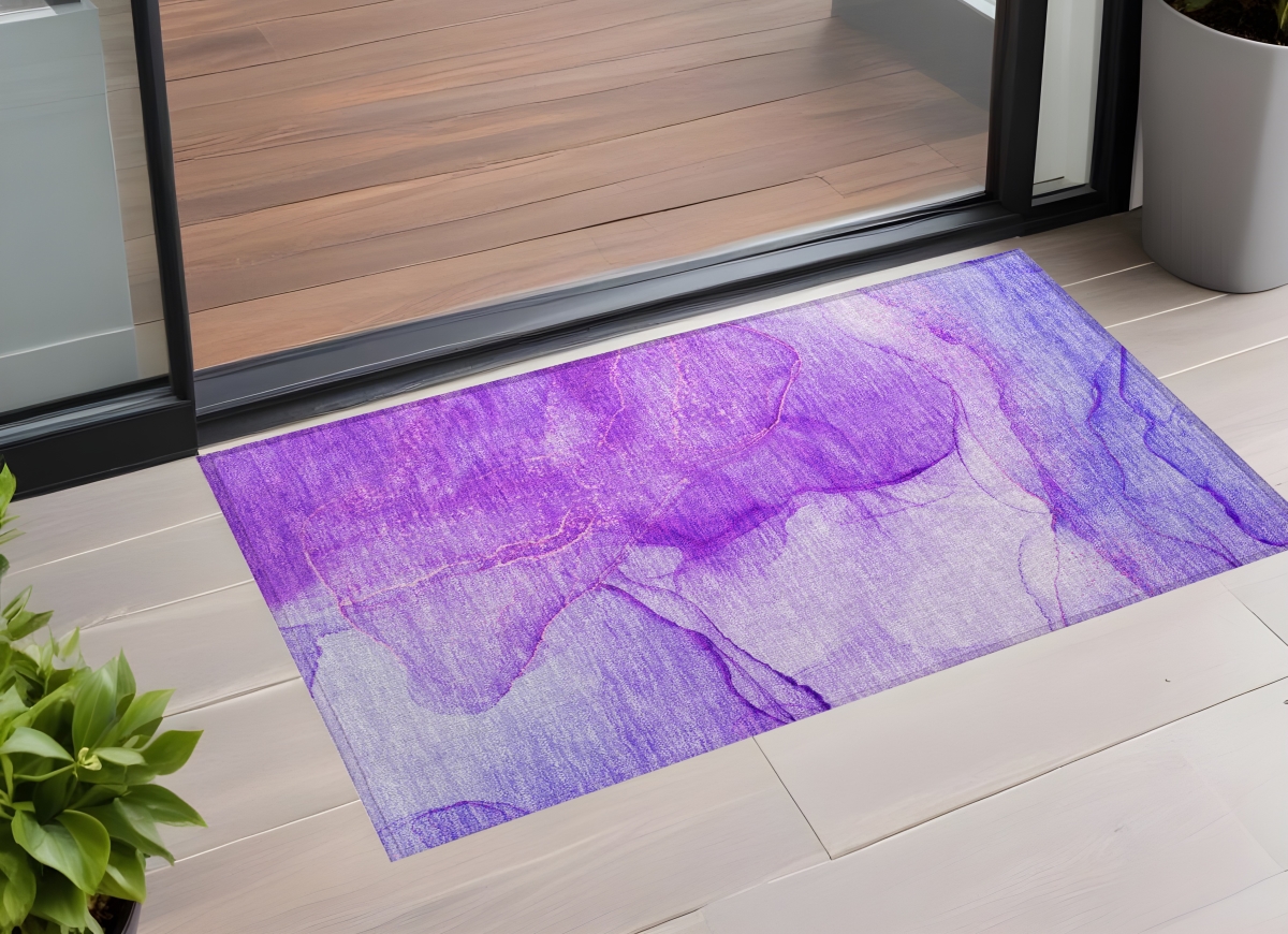 Purple Abstract Machine Woven Area Rug - 2 x 3 ft. - Washable & Non-Skid