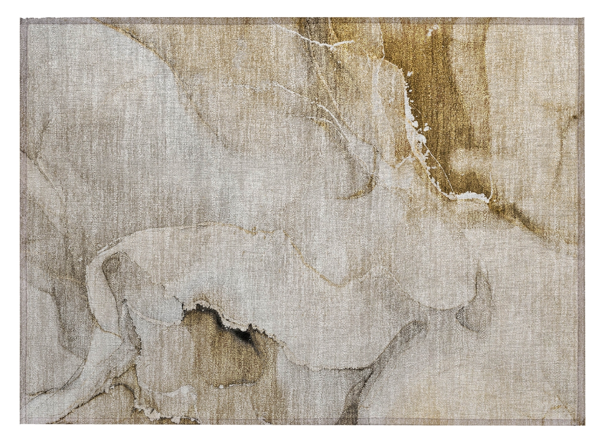 Abstract Washable Area Rug - Brown & Gray - 2 x 3 ft. - Non-Skid Design