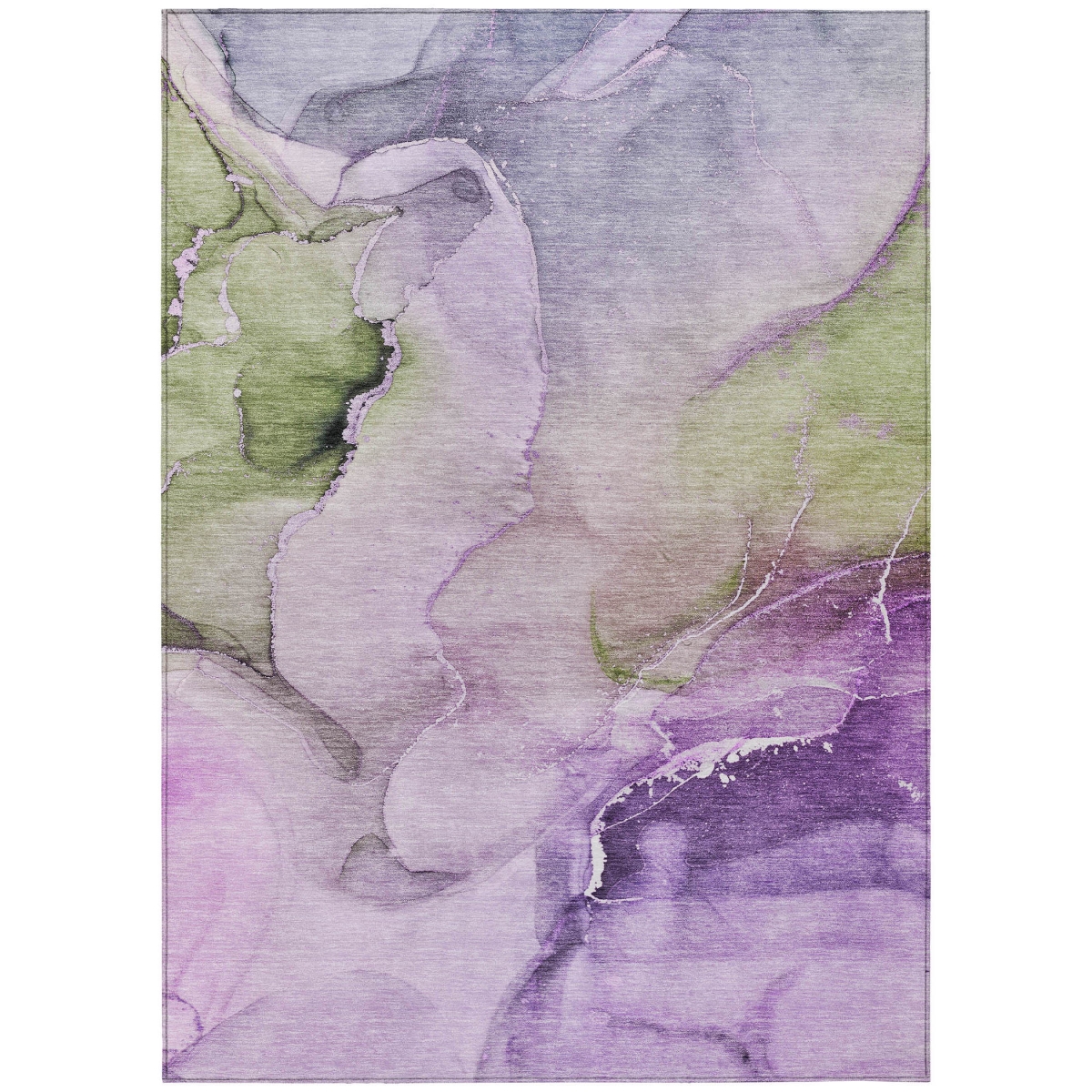 Purple Abstract Washable Area Rug - 5 x 8 ft - Non-Skid - Stain Resistant