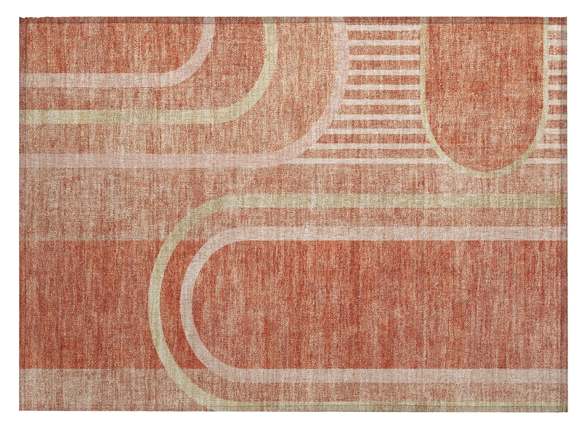 Salmon Abstract Washable Area Rug - 2 x 3 ft - Non-Skid - Stain Resistant