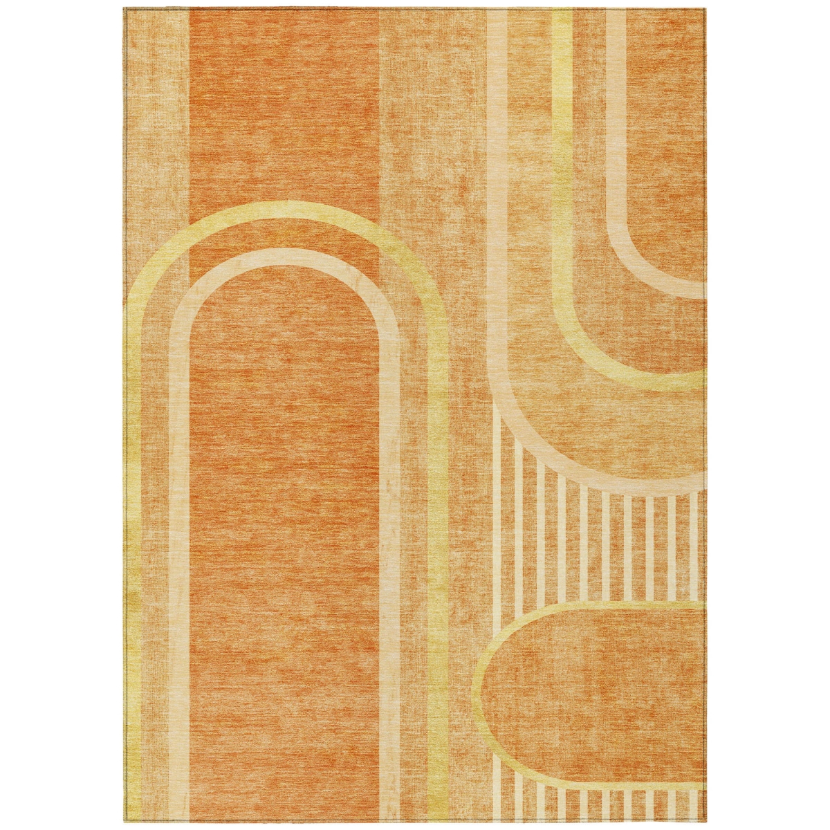 Terra Cotta Abstract Washable Area Rug - 3 x 5 ft - Non-Skid - Stain Resistant