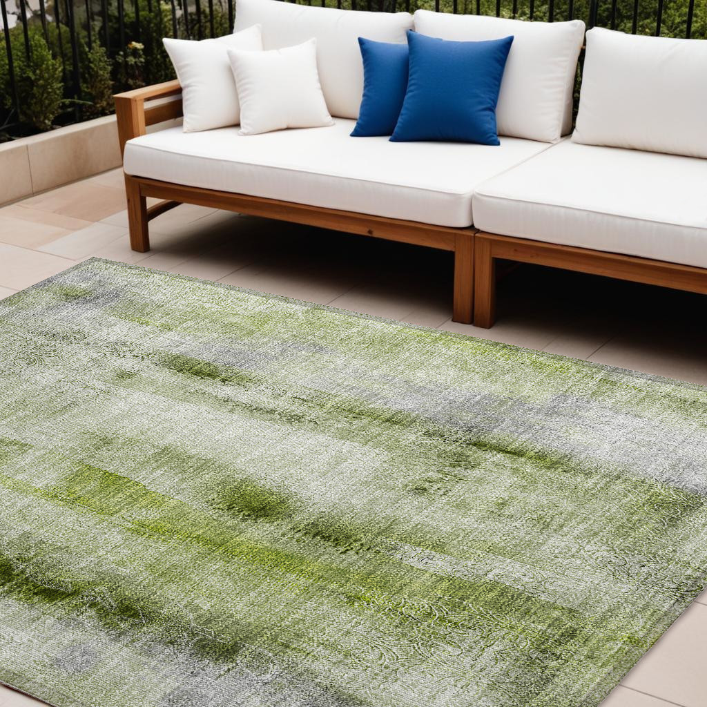 561676 9 x 12 ft. Sage Washable Non Skid Indoor Outdoor Rectangle Machine Woven Area Rug