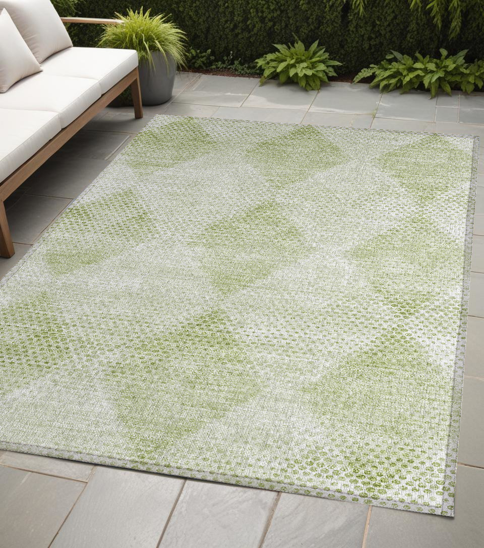 Mint Green Geometric Area Rug - 5 x 8 ft - Washable & Stain Resistant