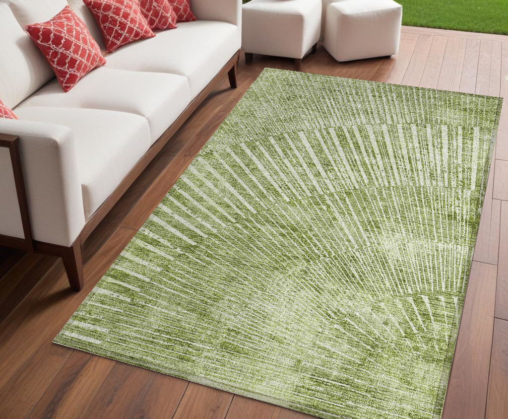 561988 5 x 8 ft. Sage Abstract Washable Non Skid Indoor Outdoor Rectangle Machine Woven Area Rug