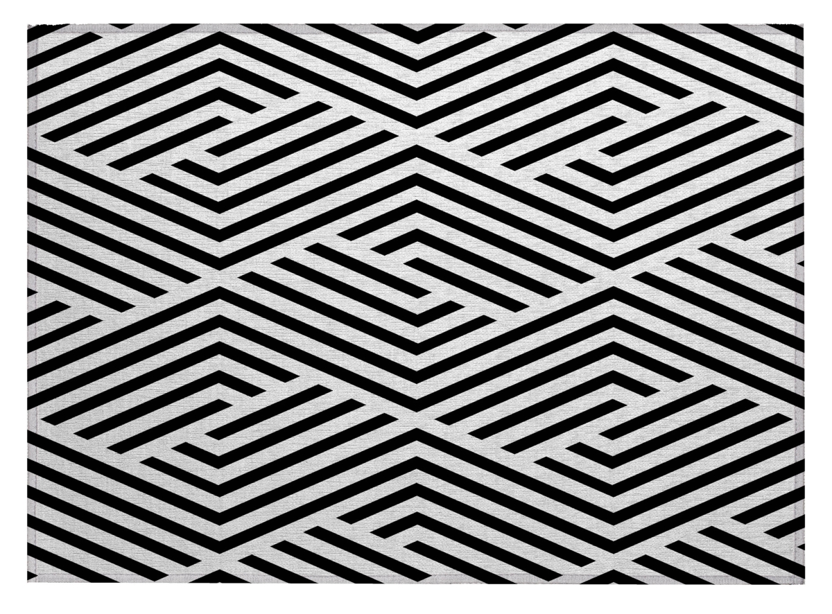 Geometric Black & White Area Rug - 2 x 3 ft - Washable & Non-Skid