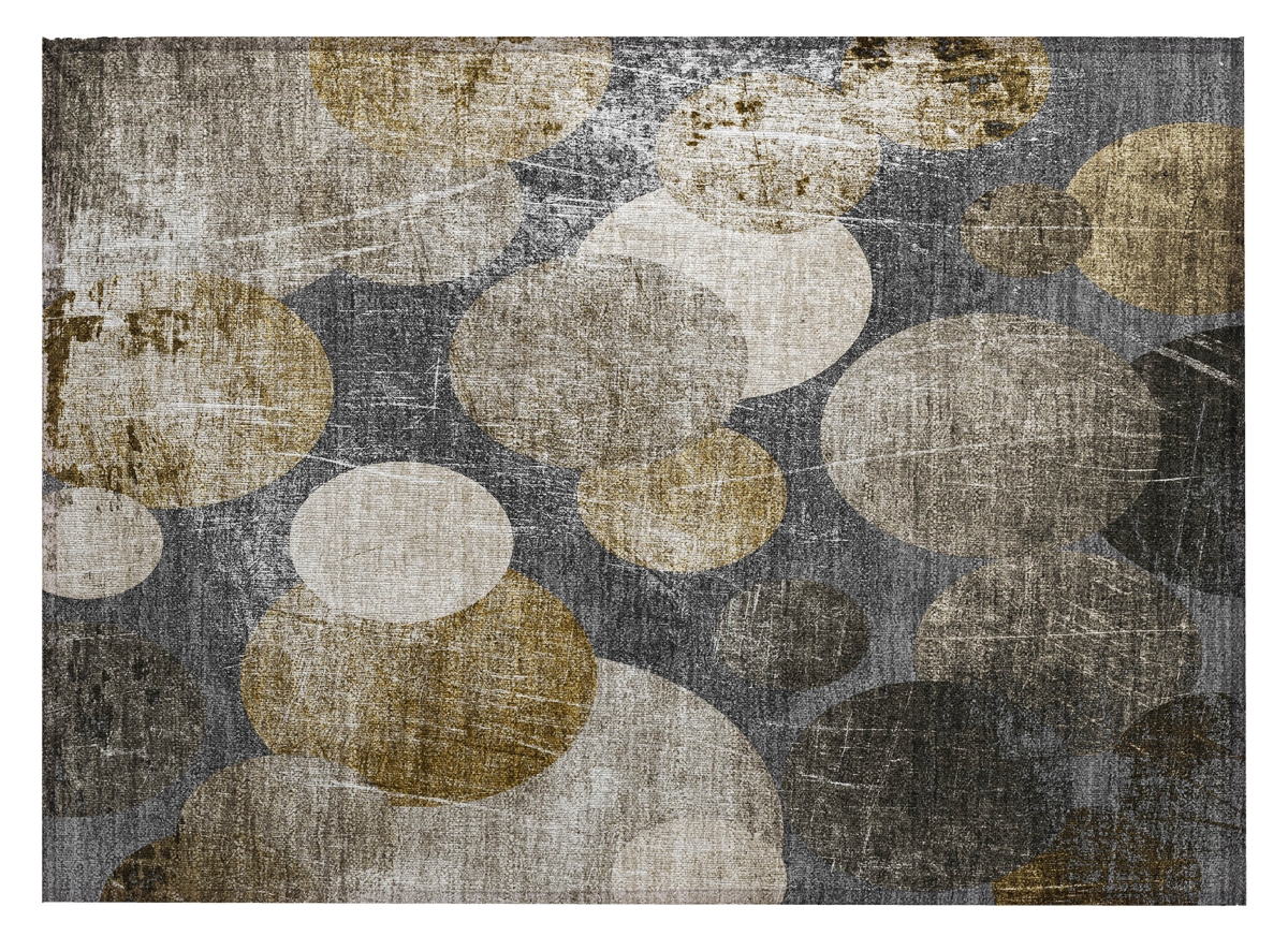 Abstract Washable Area Rug - Brown Beige & Ivory - 2 x 3 ft - Stain Resistant