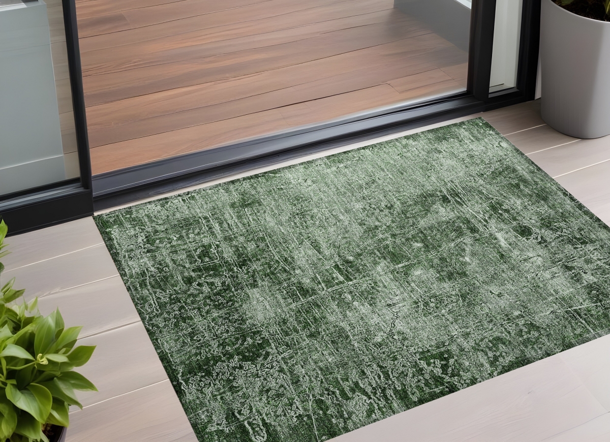 Emerald Abstract Washable Area Rug - 3 x 5 ft - Non-Skid Design