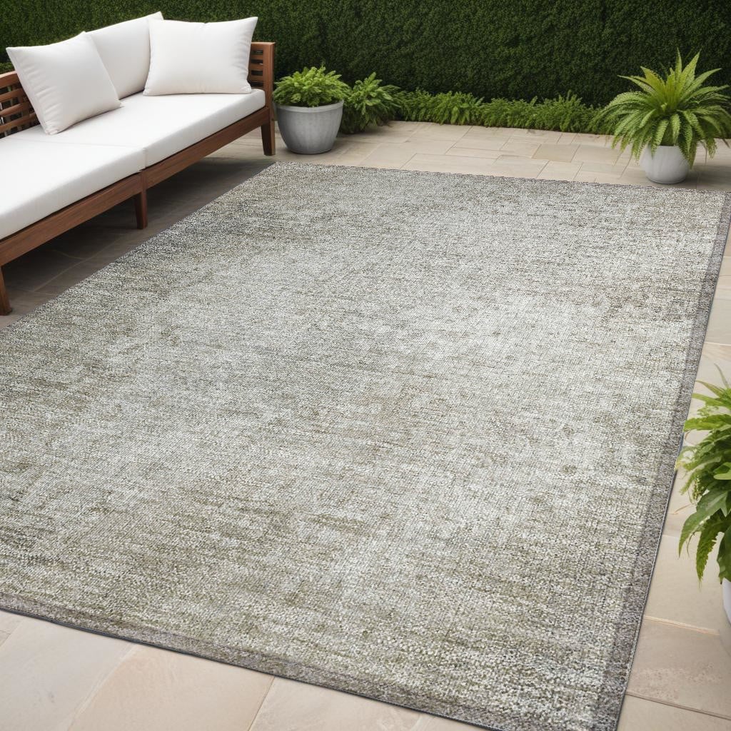 Beige Washable Non-Skid Area Rug - 5 x 8 ft - Transitional Style - Stain Resistant