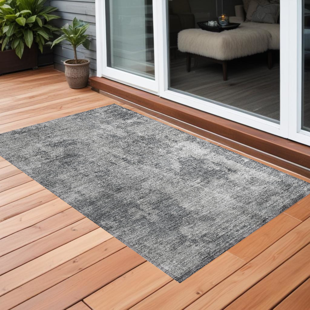 564260 2 x 3 ft. Gray Abstract Washable Non Skid Indoor Outdoor Rectangle Machine Woven Area Rug
