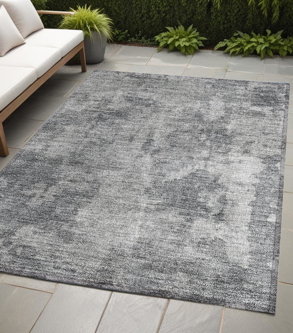 564264 5 x 8 ft. Gray Abstract Washable Non Skid Indoor Outdoor Rectangle Machine Woven Area Rug