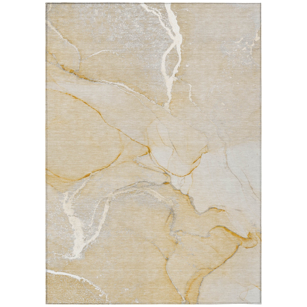 Beige Abstract Washable Area Rug - 3 x 5 ft - Non-Skid Design - Stain Resistant