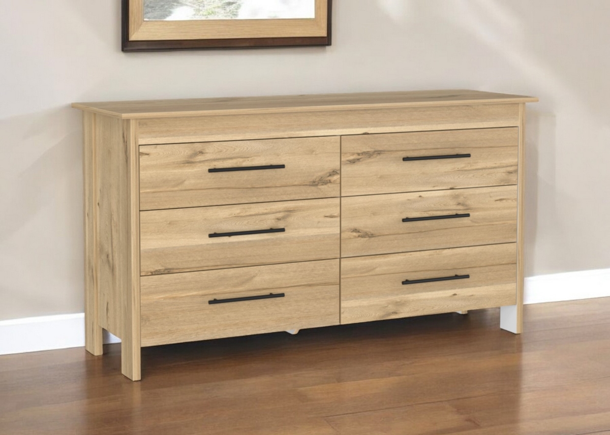 544017 59 in. Natural Six Drawer Double Dresser