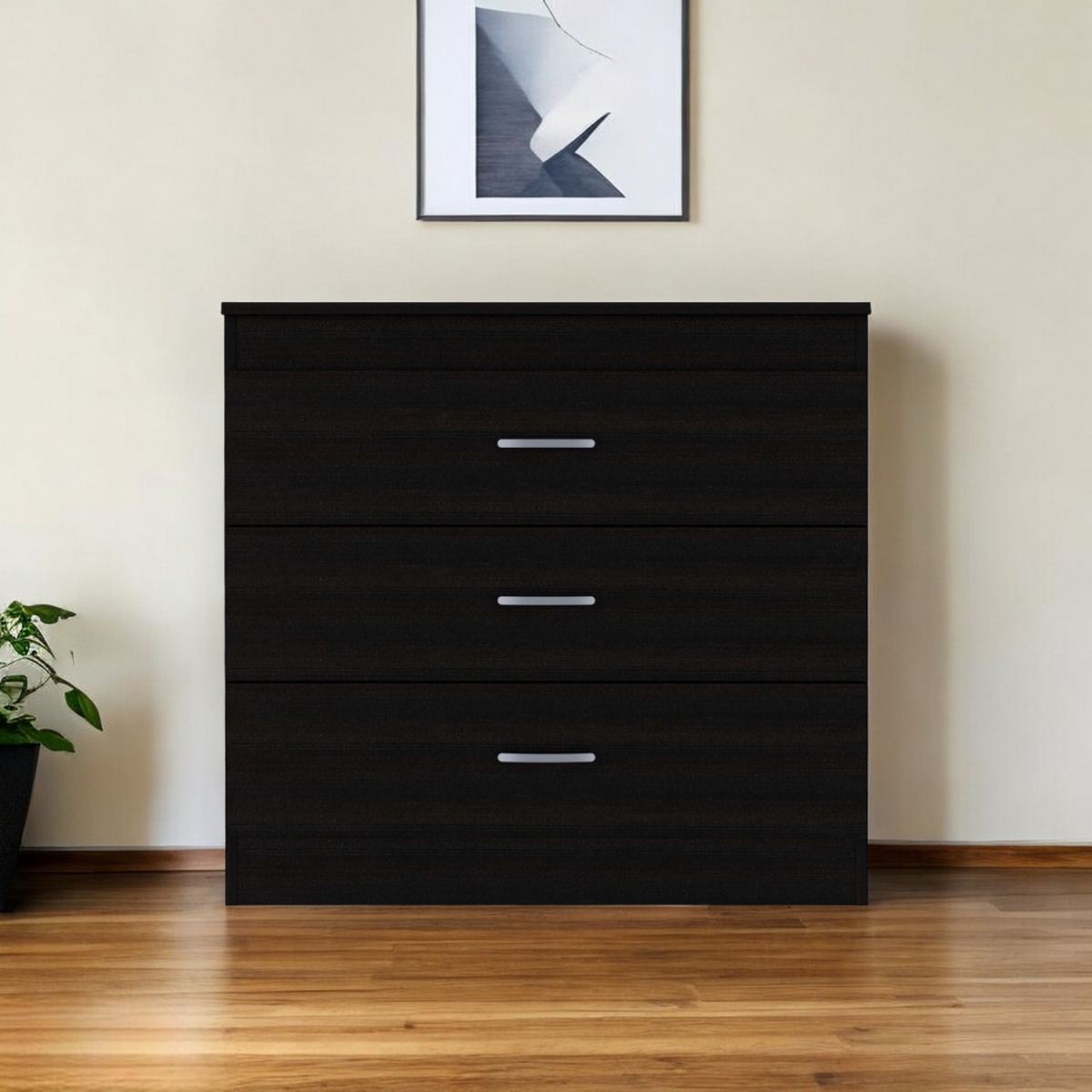 544035 32 in. Black Three Drawer Dresser