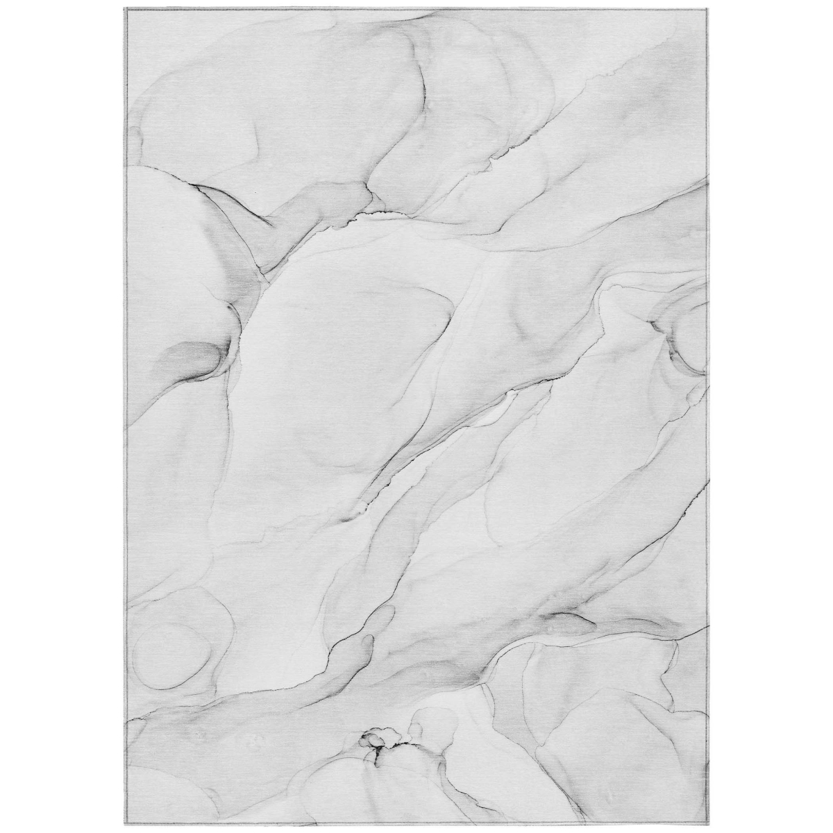 Gray Abstract Washable Non-Skid Area Rug - 5 x 8 ft - Stain Resistant