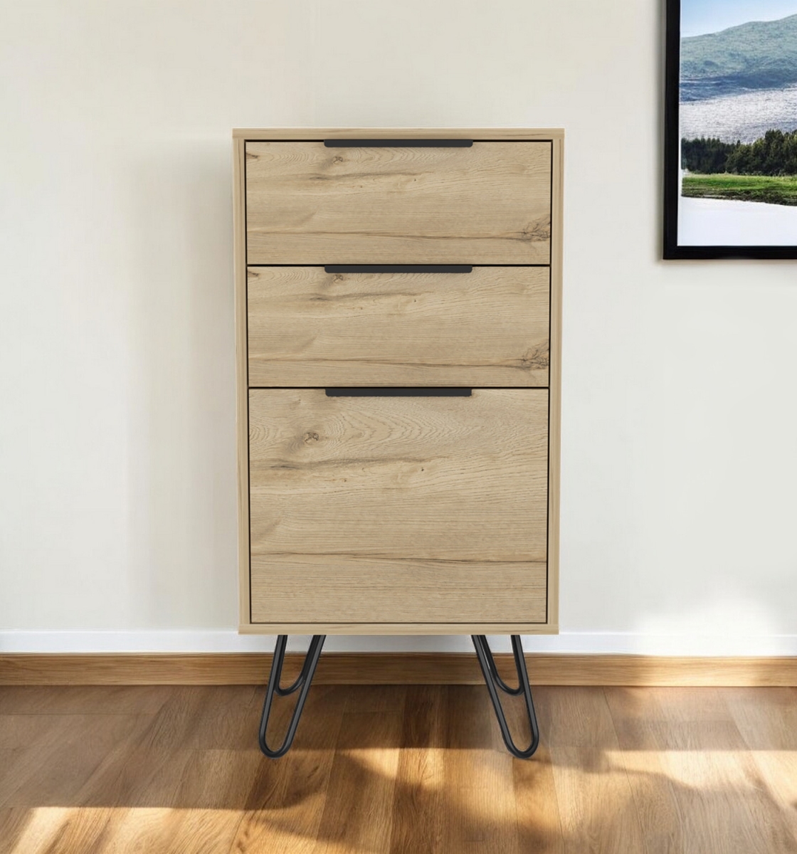 544034 18 in. Natural Three Drawer Standard Chest