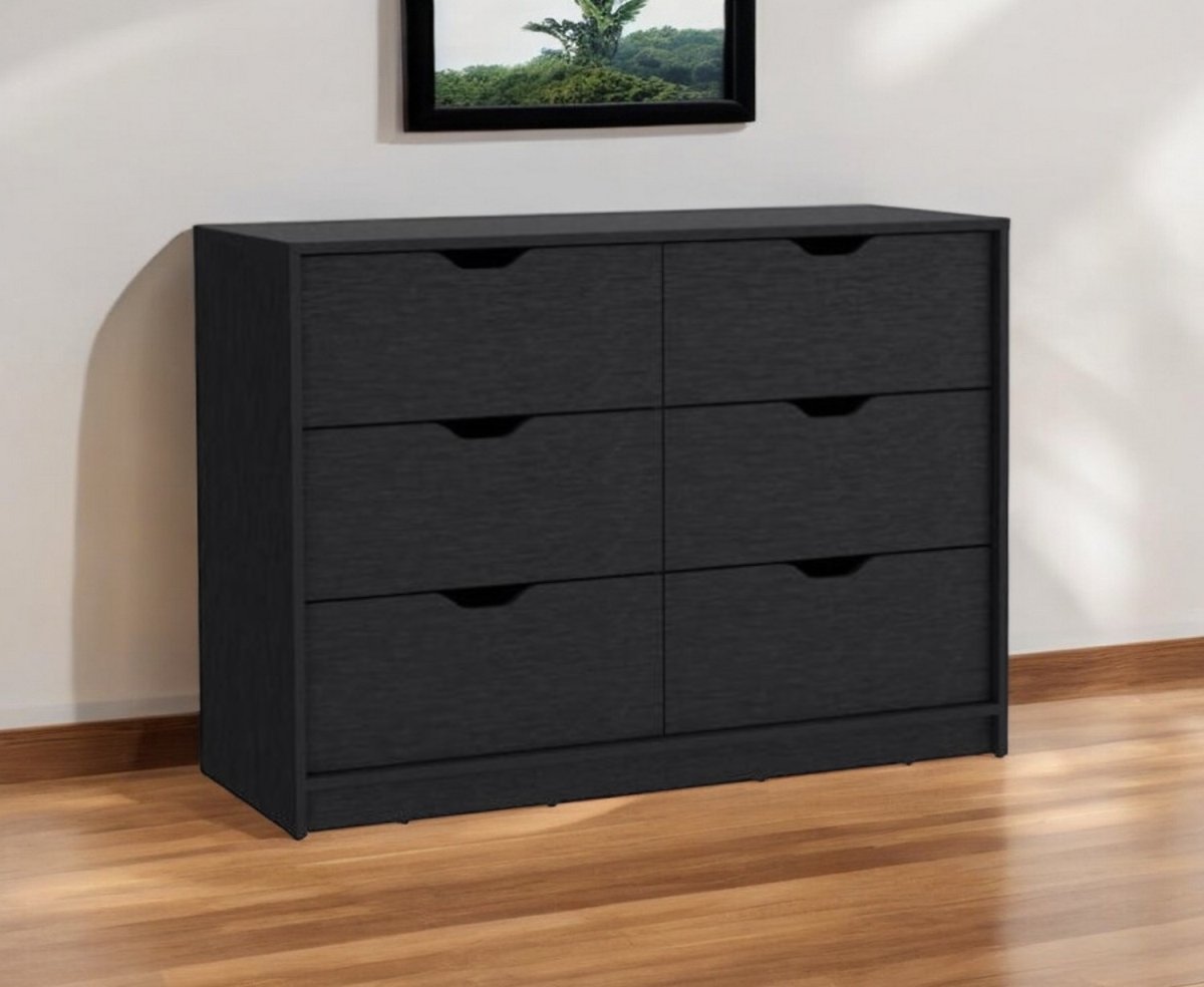 544055 42 in. Black Four Drawer Double Dresser