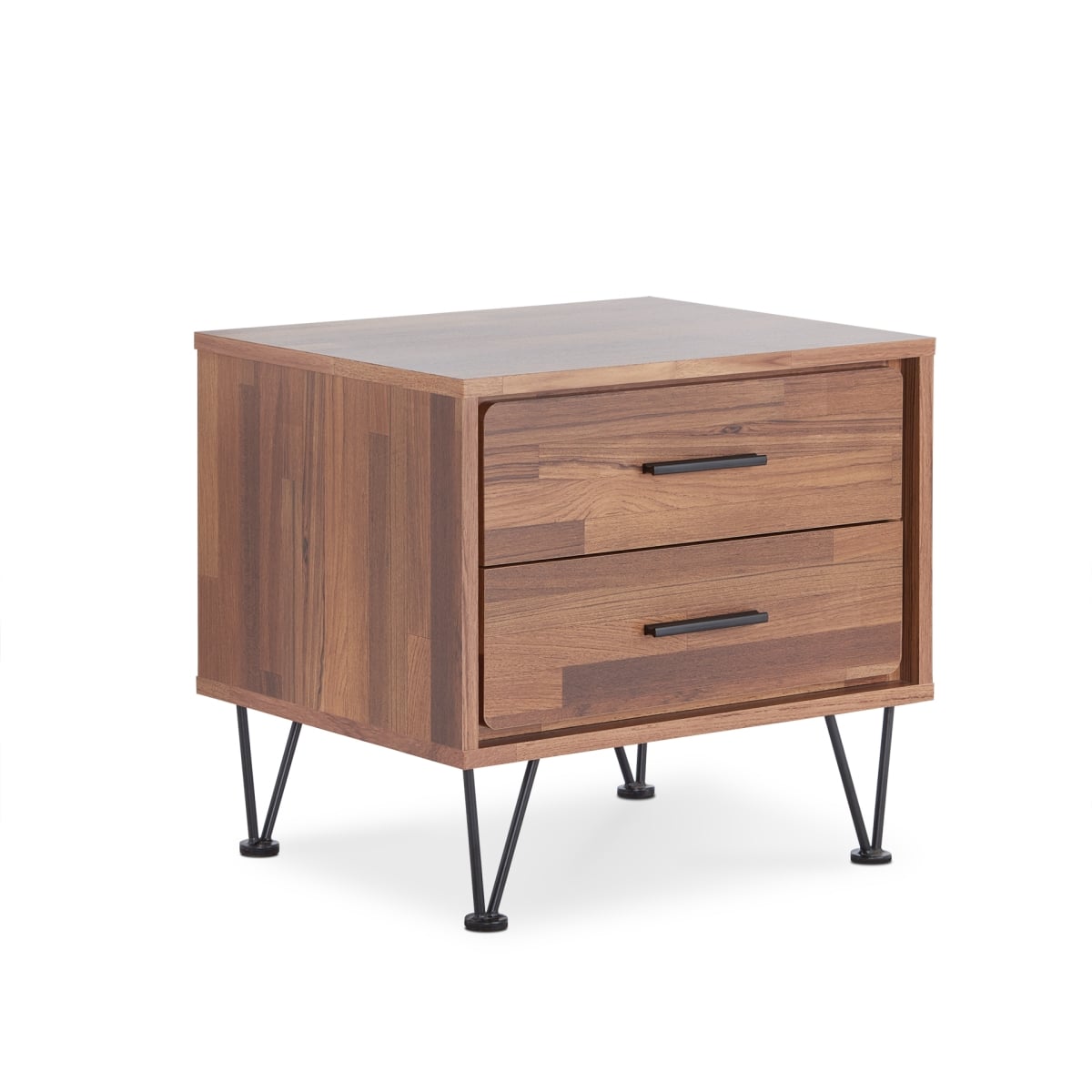 286438 18 in. Brown Two Drawers Metal Nightstand