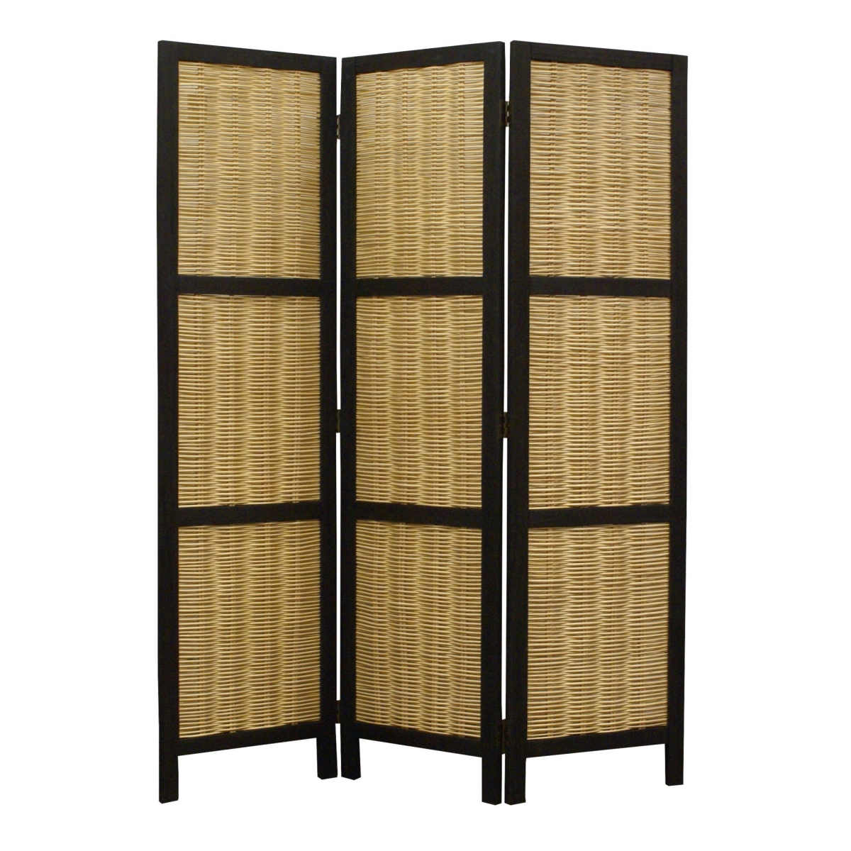 274670 Dark Brown & Natural Willow 3 Panel Room Divider Screen