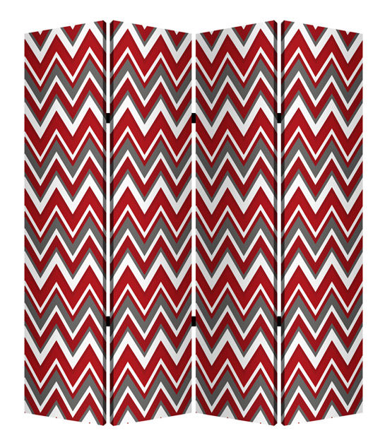 274716 84 x 84 in. Red & Gray Wood Canvas Screen
