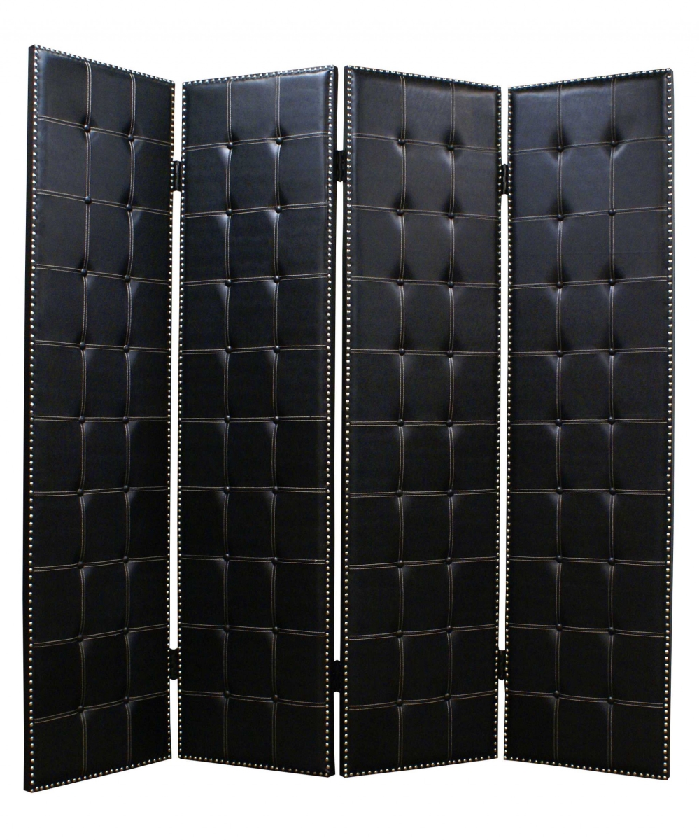 274733 84 x 84 in. Black Faux Leather Screen
