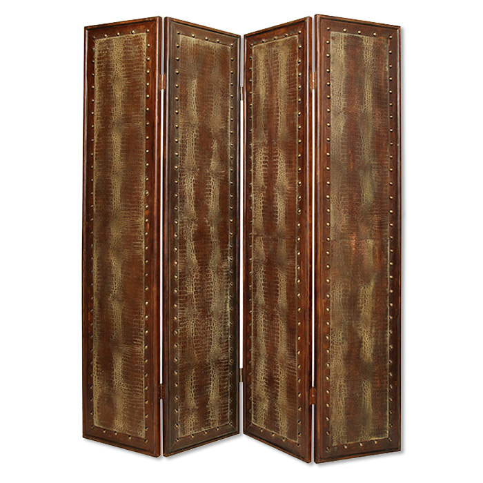 274739 76 x 84 in. Brown Faux Leather Reptillian Screen