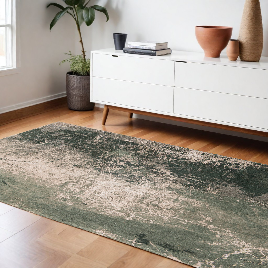 548516 6 x 8 ft. Beige & Green Abstract Non Skid Rectangle Machine Woven Area Rug