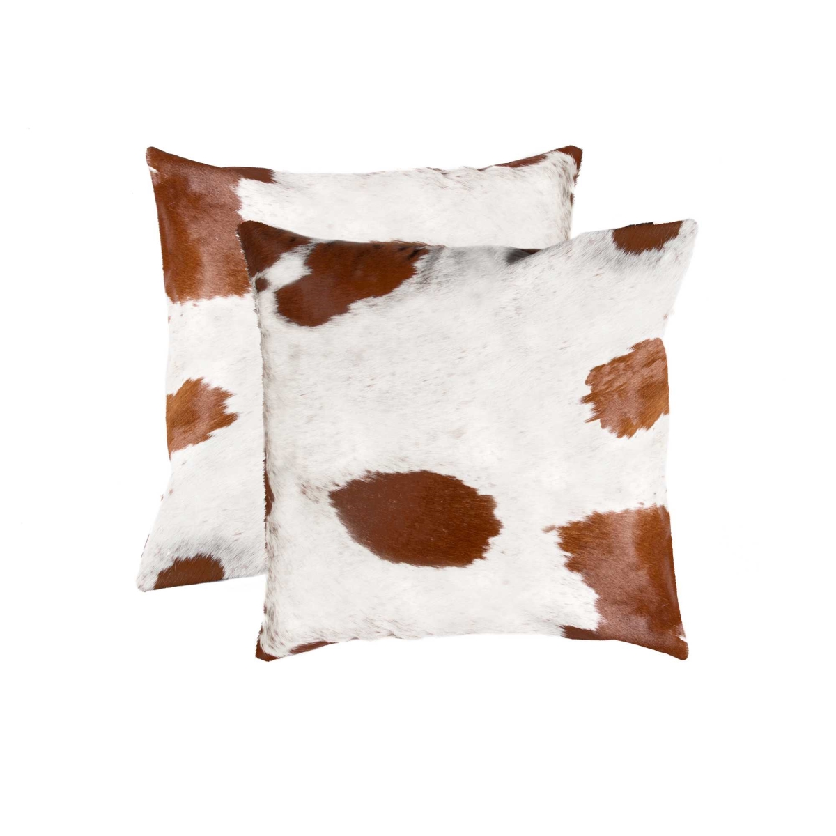 Picture of HomeRoots 317126 18 in. Cowhide Pillow&#44; White & Brown - Pack of 2