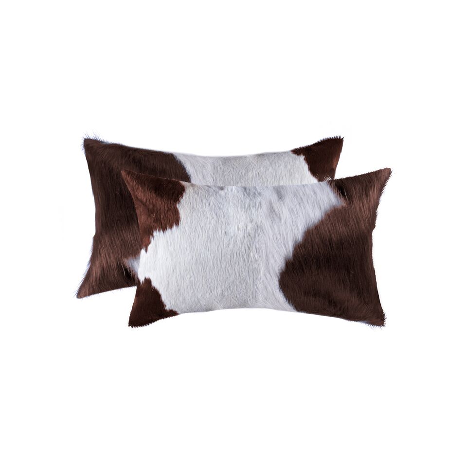 Picture of HomeRoots 317290 12 x 20 in. Cowhide Pillow&#44; White & Brown - Pack of 2