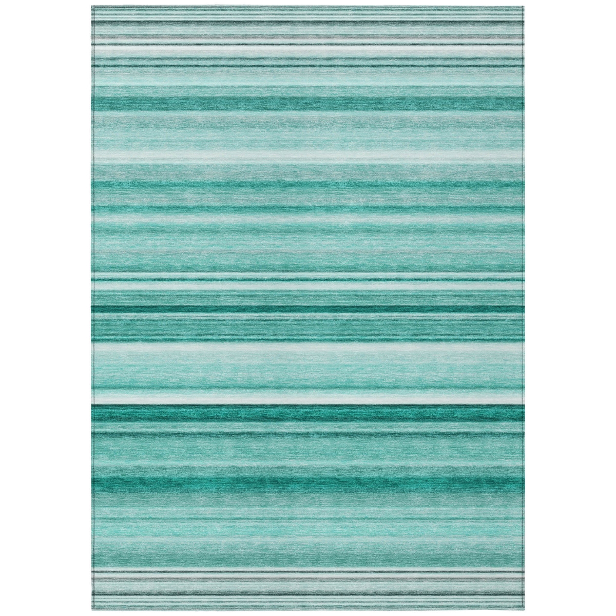 560990 3 x 5 ft. Aqua Striped Washable Non Skid Indoor Outdoor Rectangle Machine Woven Area Rug
