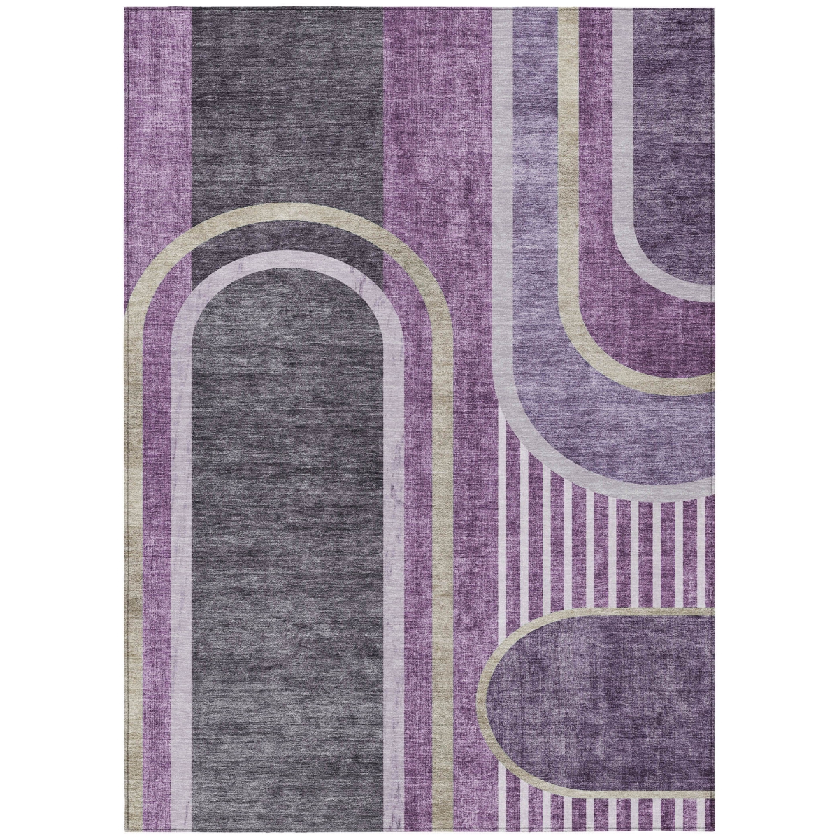 Abstract Washable Area Rug - Purple & Black - 3 x 5 ft - Stain Resistant