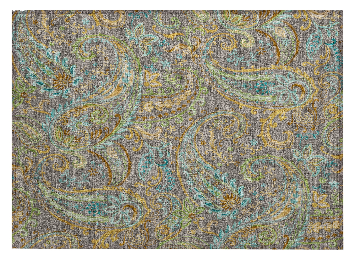 Taupe Paisley Washable Area Rug - 2 x 3 ft. - Rectangle - Stain Resistant