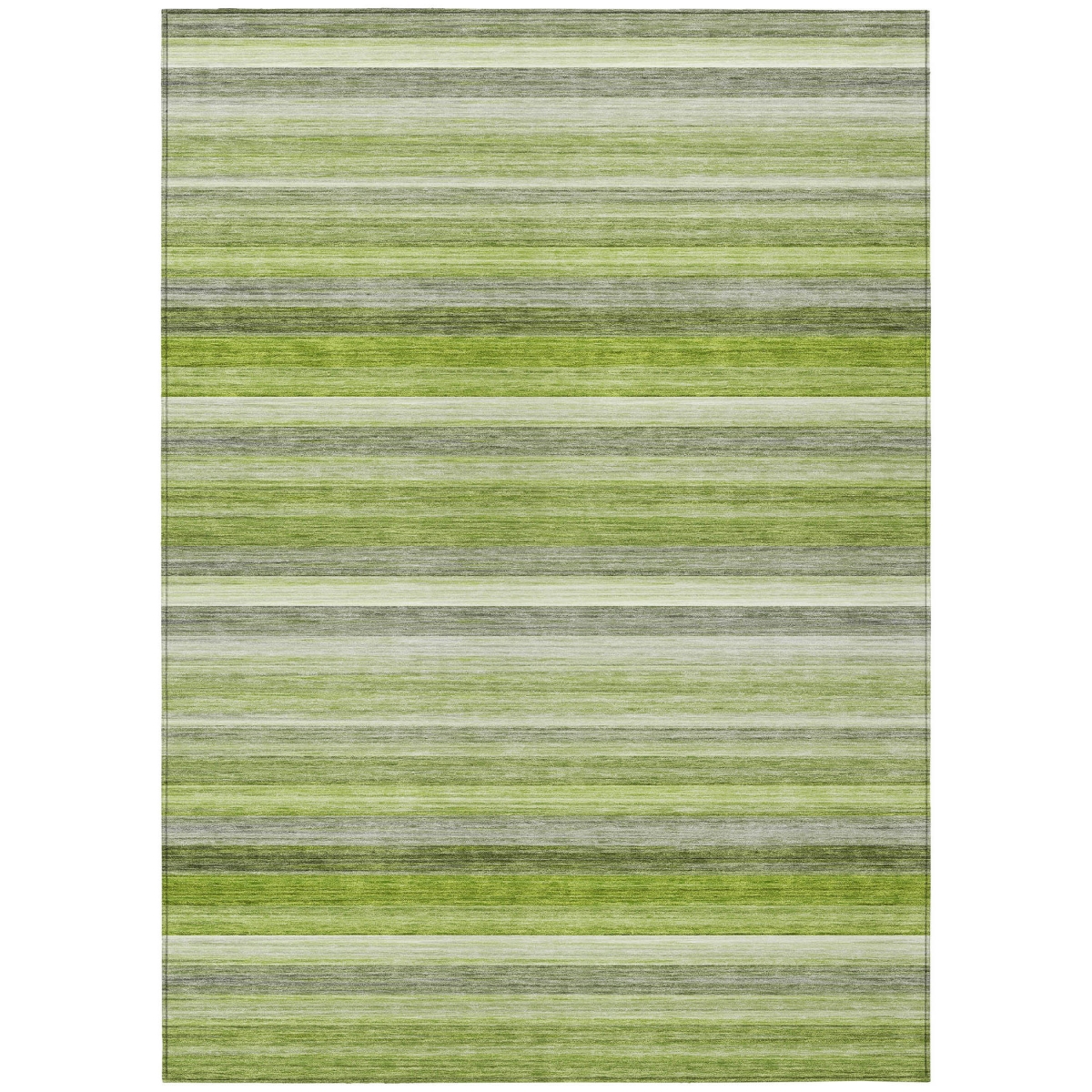 561523 3 x 5 ft. Fern Green Striped Washable Non Skid Indoor Outdoor Rectangle Machine Woven Area Rug