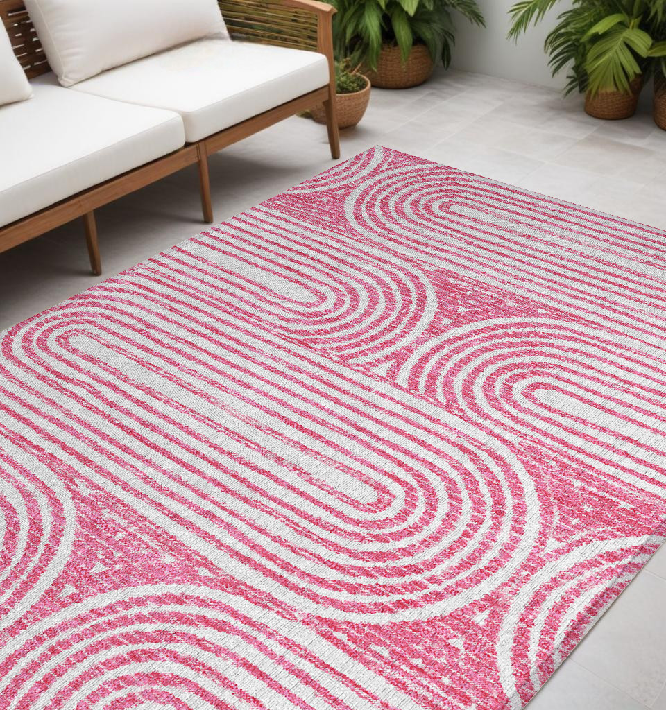 Blush Abstract Washable Area Rug - 5 x 8 ft. - Stain Resistant - Non-Skid
