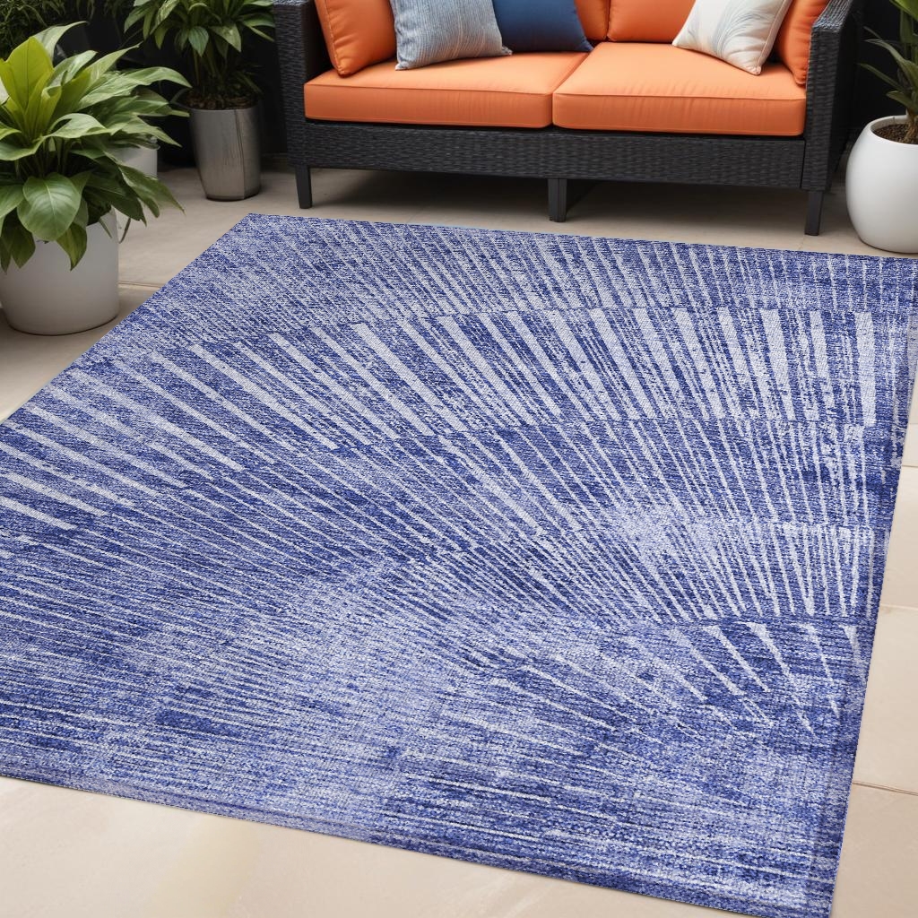 Navy Blue Abstract Washable Area Rug - 5 x 8 ft. - Stain Resistant - Non-Skid
