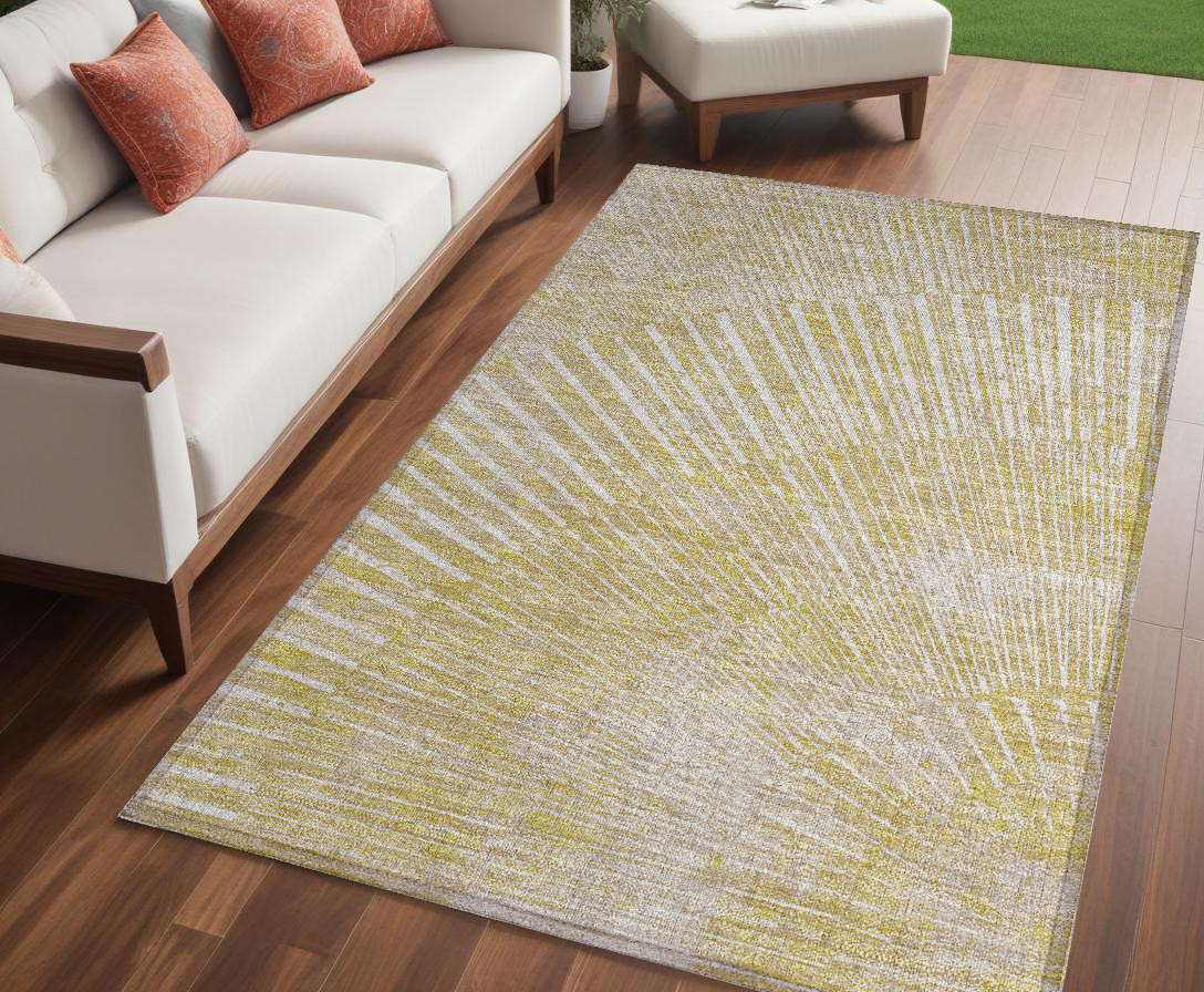 Wheat Abstract 5x8 ft. Washable Area Rug - Stain Resistant - Non-Skid