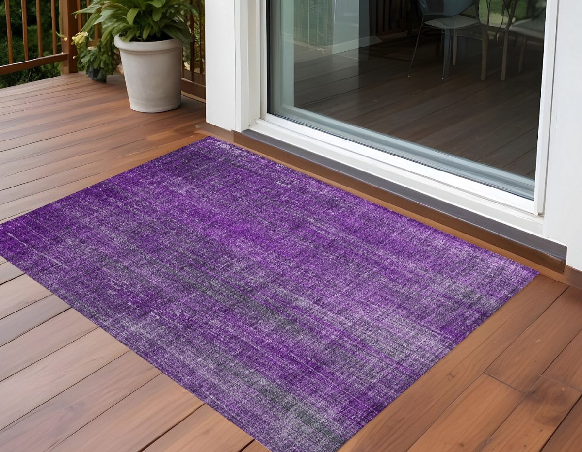 Purple Striped Washable Area Rug - 3 x 5 ft - Non-Skid & Stain Resistant