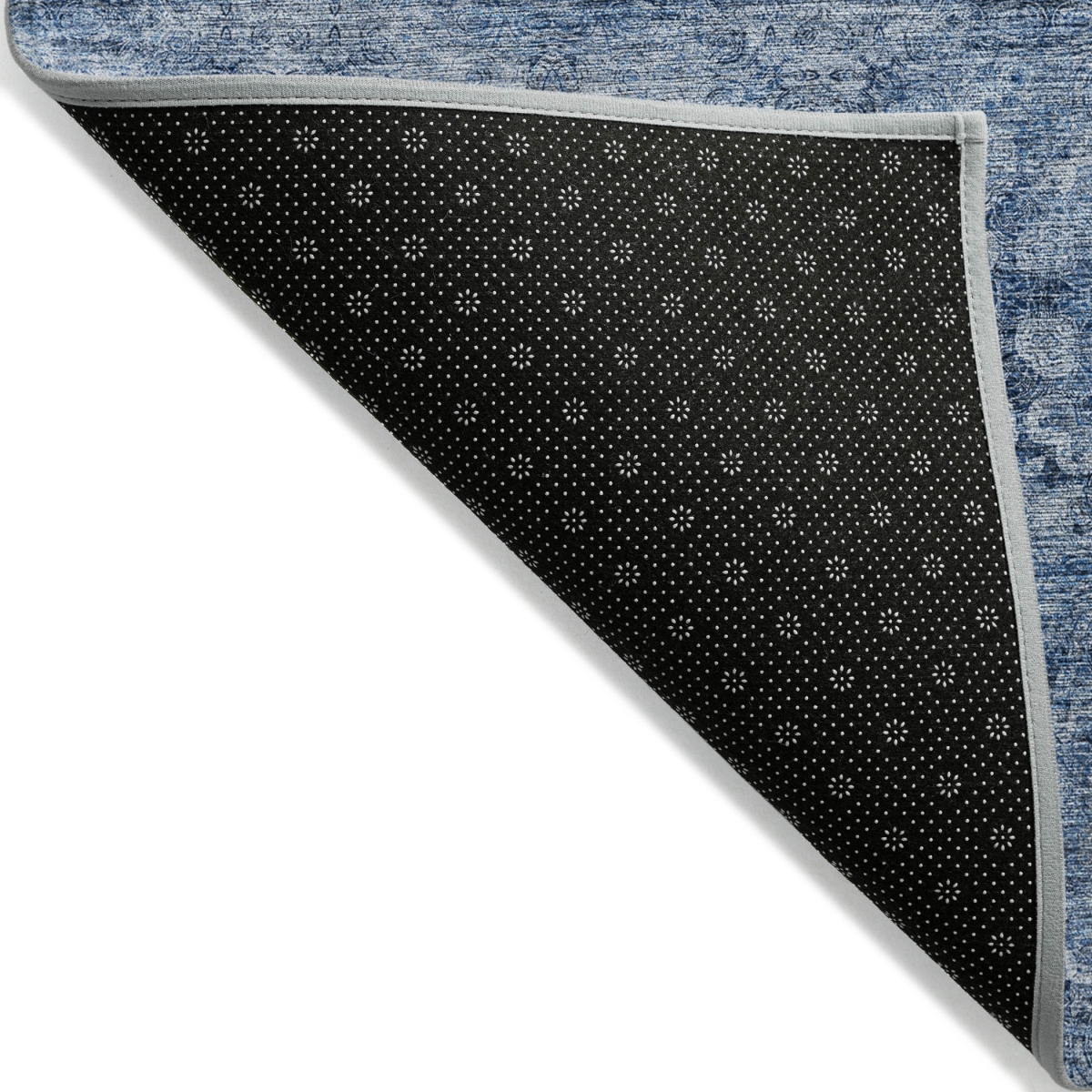 562962 2 x 3 ft. Navy Blue Floral Medallion Washable Non Skid Indoor Outdoor Rectangle Machine Woven Area Rug