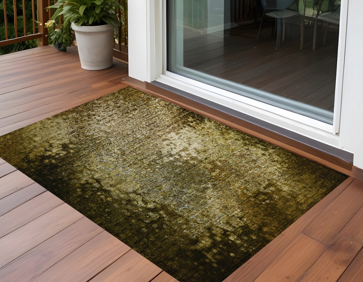 Brown Washable Non-Skid Area Rug - 2 x 3 ft. - Stain Resistant