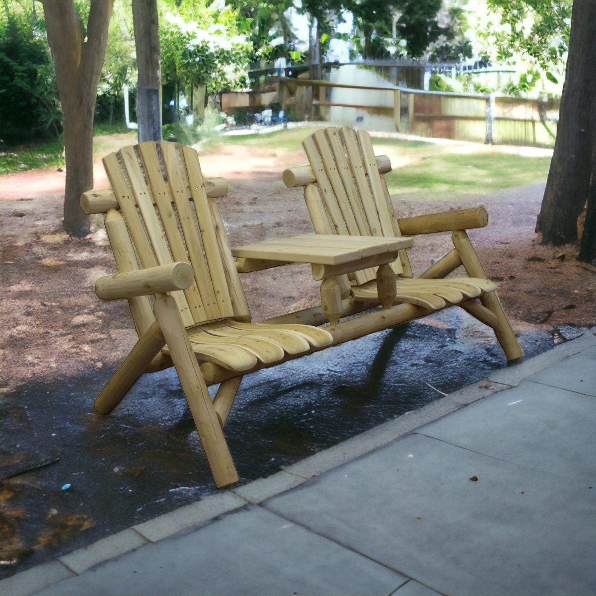 370277 66 in. Solid Wood Adirondack Chair, Natural